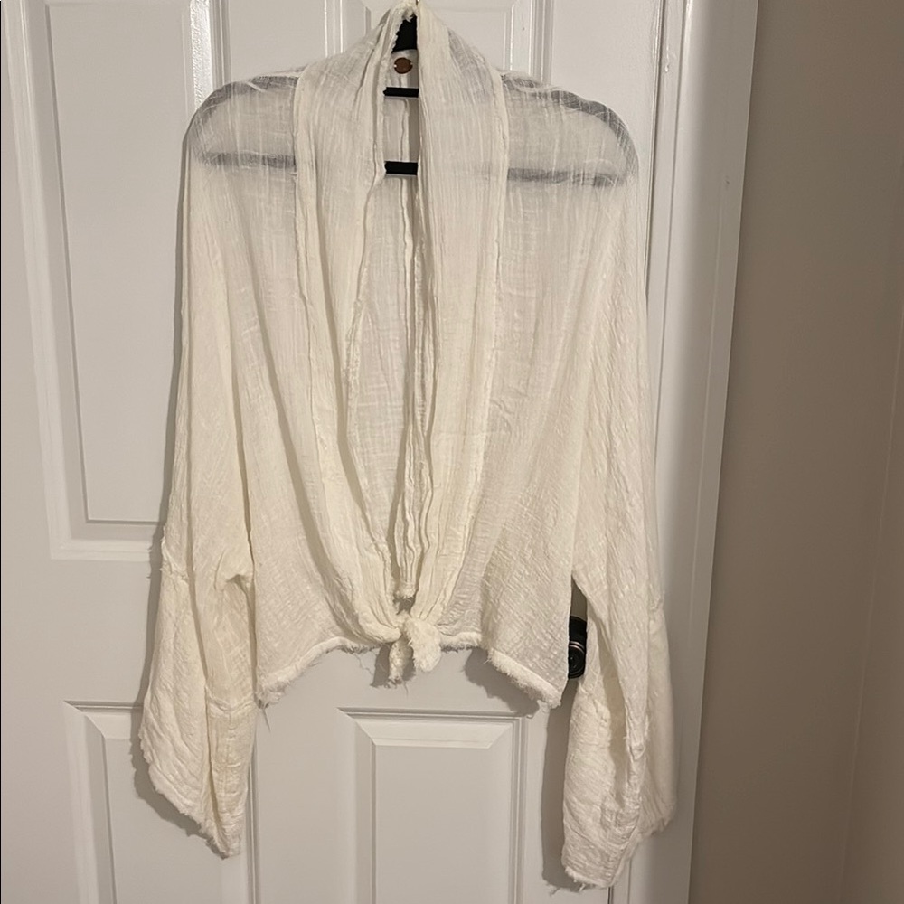 Free People Cream Lightweight Poncho